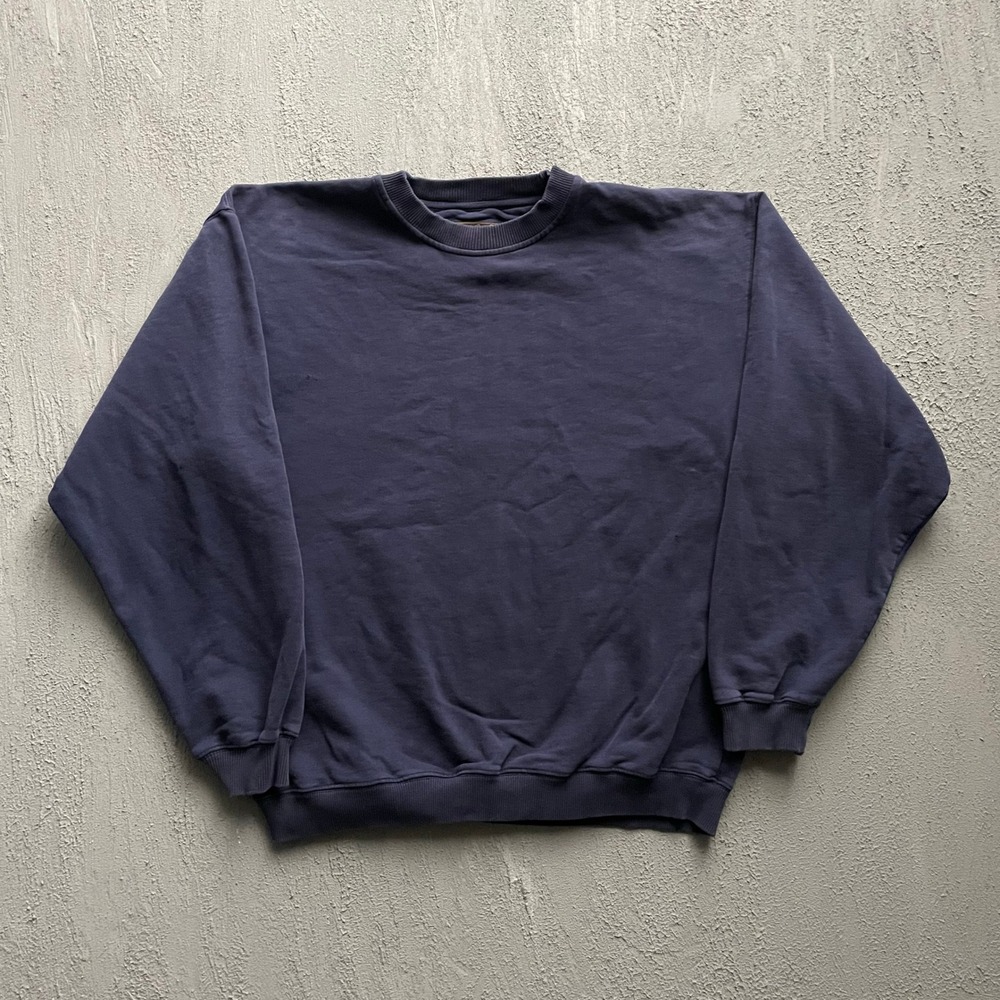 Vintage Eddie Bauer Plain Crewneck Sweatshirt Mens Large Navy Blue 90s